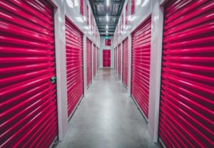 storage facilities with pink doors