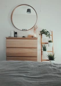 Mirror on the wall with drawer